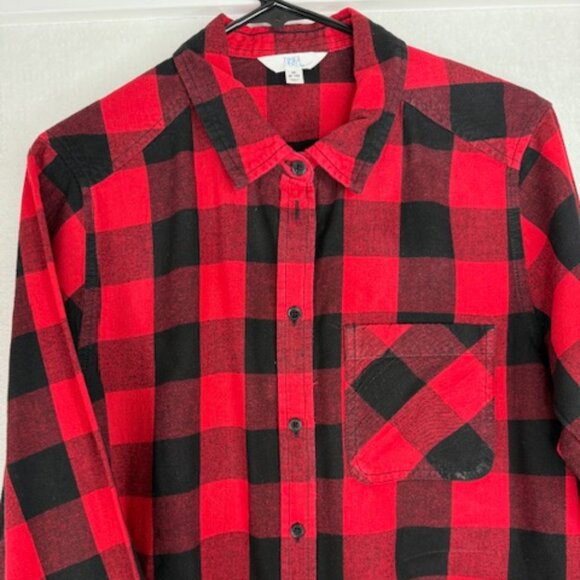 Red and Black Buffalo Check Flannel Shirt - Picture 3 of 6